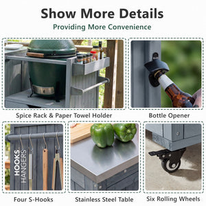 K&K 80.5' Outdoor Kitchen Island for Big Green Egg & Blackstone Griddle