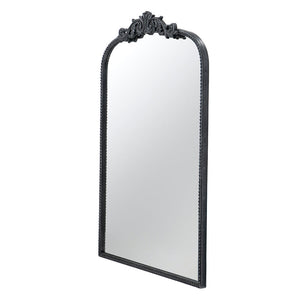 Baroque Grand Wall Mirror with Black Matte Iron Frame - Black