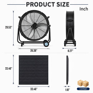 24 Inch Solar Floor-Standing Fan With Adjustable Solar Panel