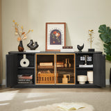 Modern 64-Inch Wavy TV Cabinet with LED Lights