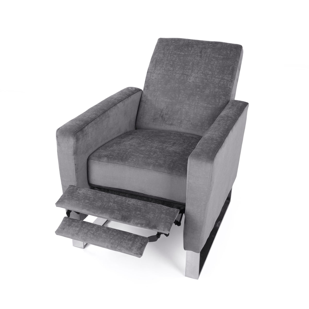 Bolt - Upholstered Recliner Chair With Stainless Steel Base - Gray / Chrome