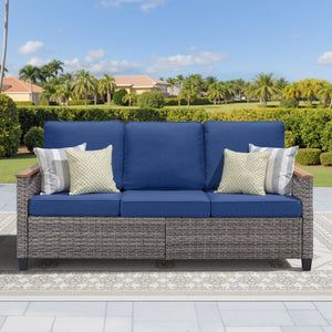 69.7" Wide Outdoor Wicker Patio Sofa