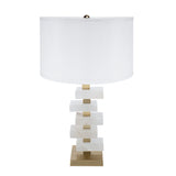 D15x26.7' White and Gold Alabaster Slab Table Lamp