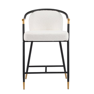26" H Upholstered Counter Stool with Metal Frame (Set of 2) - Beige