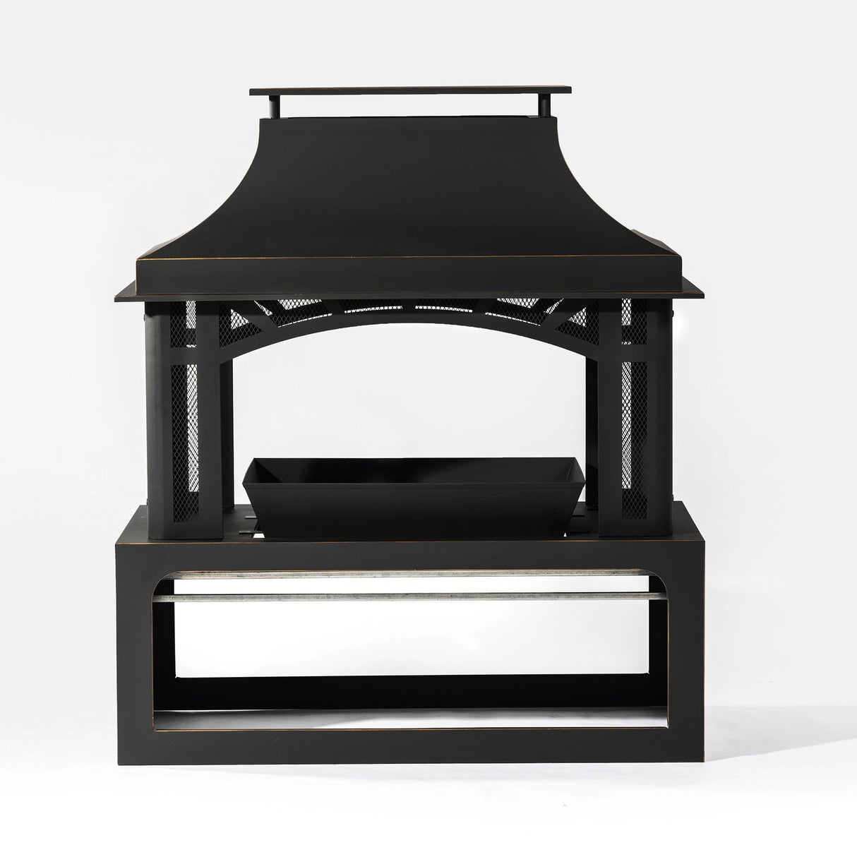 Fireplace, 50000 Btu Fire Pit, Wood Burning Chimney For Outside - Black