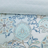 8 Piece Cotton Floral Printed Reversible Comforter Set Blue