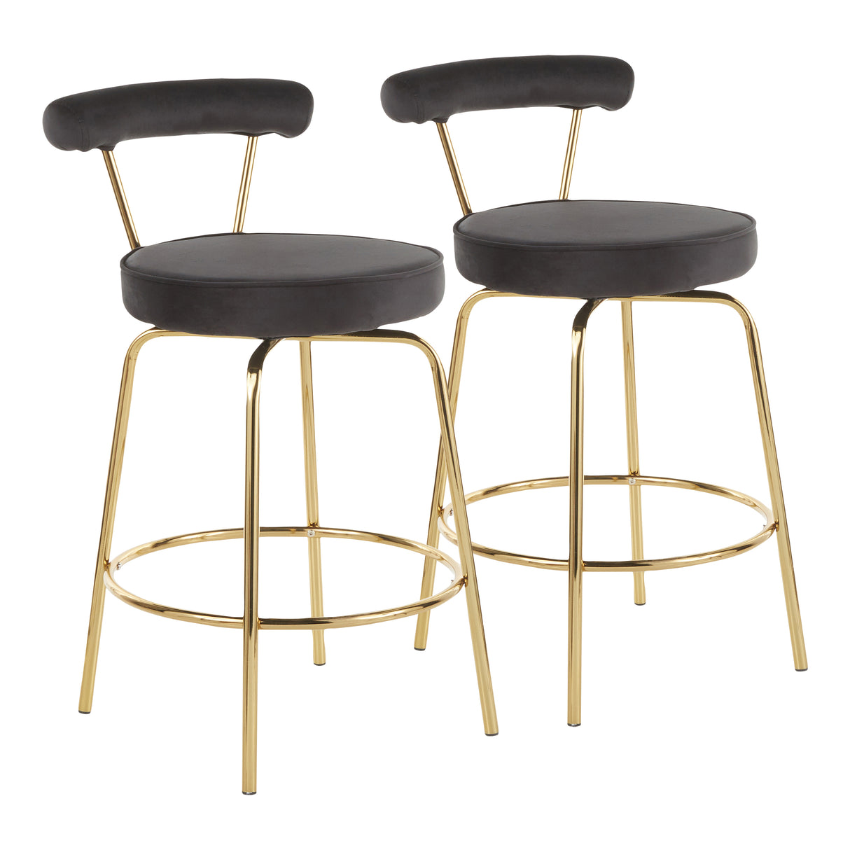 Rhonda-Glam-Counter-Stool-in-Gold-Metal-and-Black-Velvet-by-LumiSource-Set-of-2-