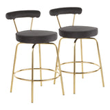 Rhonda-Glam-Counter-Stool-in-Gold-Metal-and-Black-Velvet-by-LumiSource-Set-of-2-
