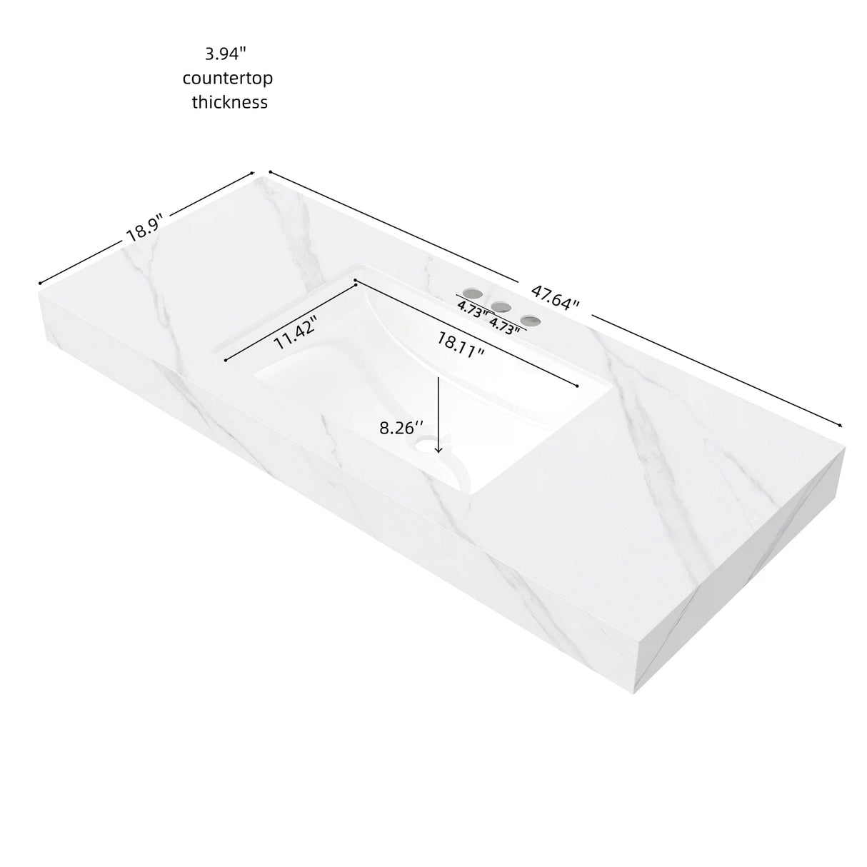 48" MURI Carrara Bathroom Vanity