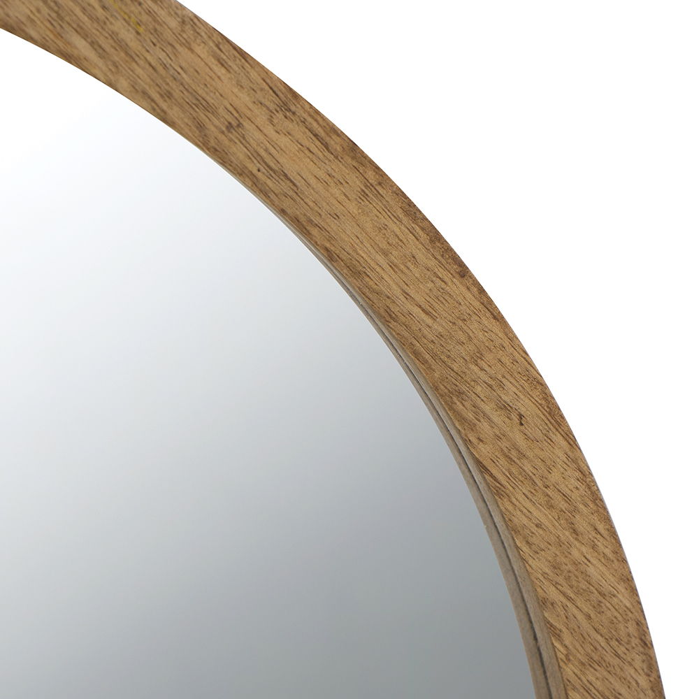 Circle Wall Mirror With Wooden Frame for Living Room
