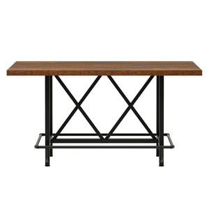 Counter Height Dining Rectangular Kitchen Table For 6 - Brown / Black
