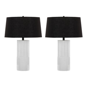 Petra 26" Contemporary Polyresin Table Lamp in Cream and Black - Set of 2