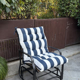2-Piece High Back Chair Cushion Set, Navy Blue/White