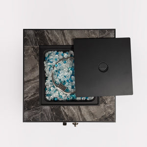 24" Propane Gas Fire Pit Table with Tile Tabletop and Wicker Base