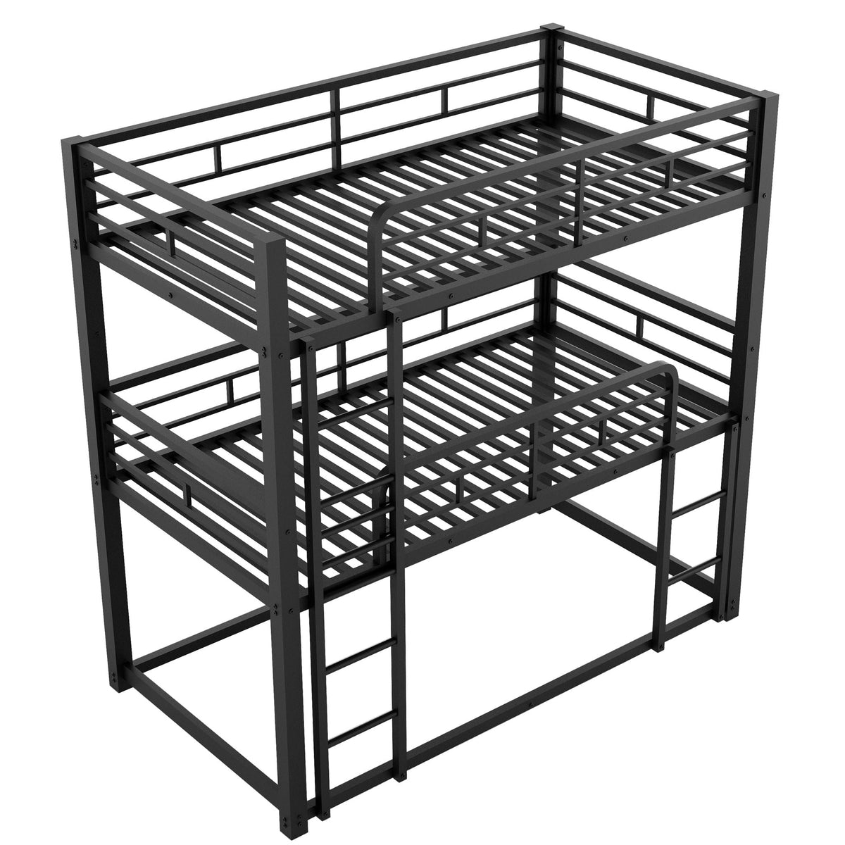 Triple Bunk Bed with Sturdy Metal Frame and Space-Saving Design - Black or Pearl Silver
