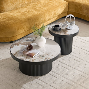 Set of 2 Coffee Tables with Sintered Stone Tabletops