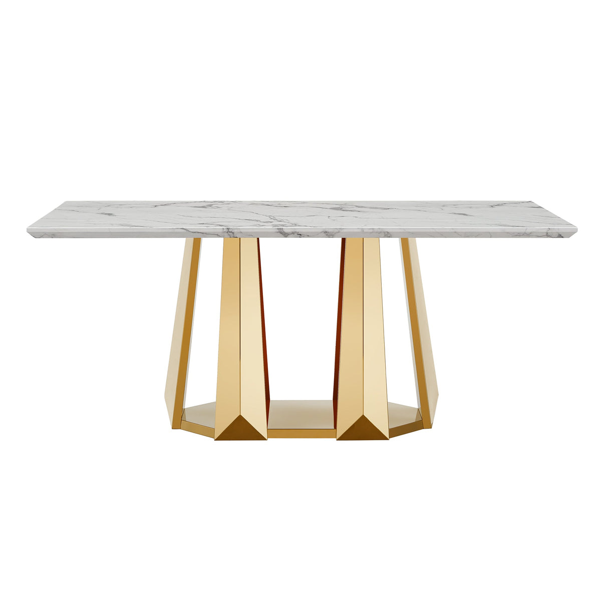 70'' Faux Marble Dining Table for 6 People