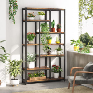 Extra Tall 7 Tier Industrial Etagere Bookcase With 10 Shelves Organizer