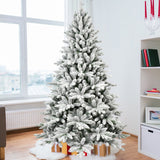 6ft Flocked Christmas Tree with 1100 PE+PVC Tips Snowy Finish
