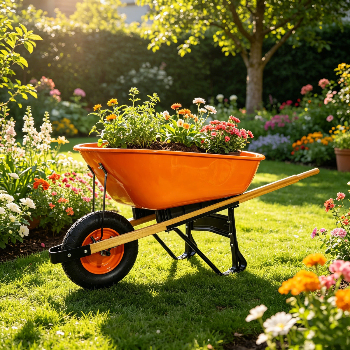 Steel Tray Wheelbarrow with Two Wheels – ABS+Steel Construction - Black or Blue