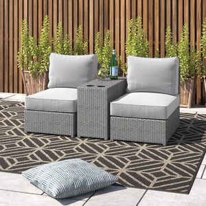 Weather Resistant Wicker Conversation Set with Cushions – Dark Brown or Dark Gray