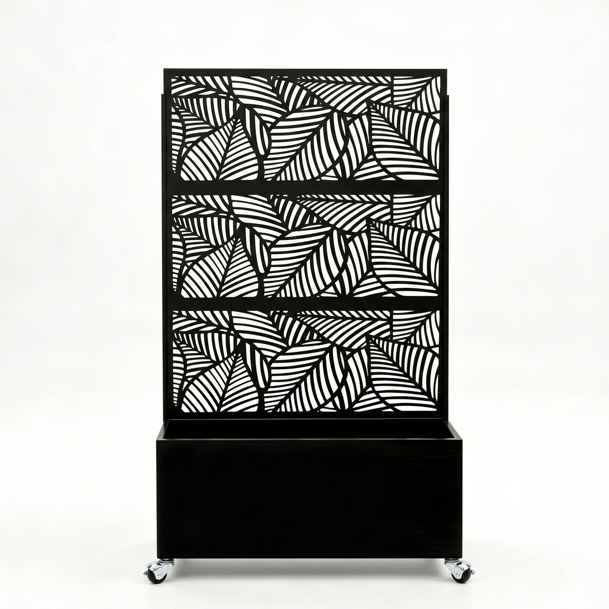 Leaf Pattern Privacy Screen with Planter Box