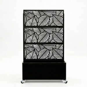 Leaf Pattern Privacy Screen with Planter Box
