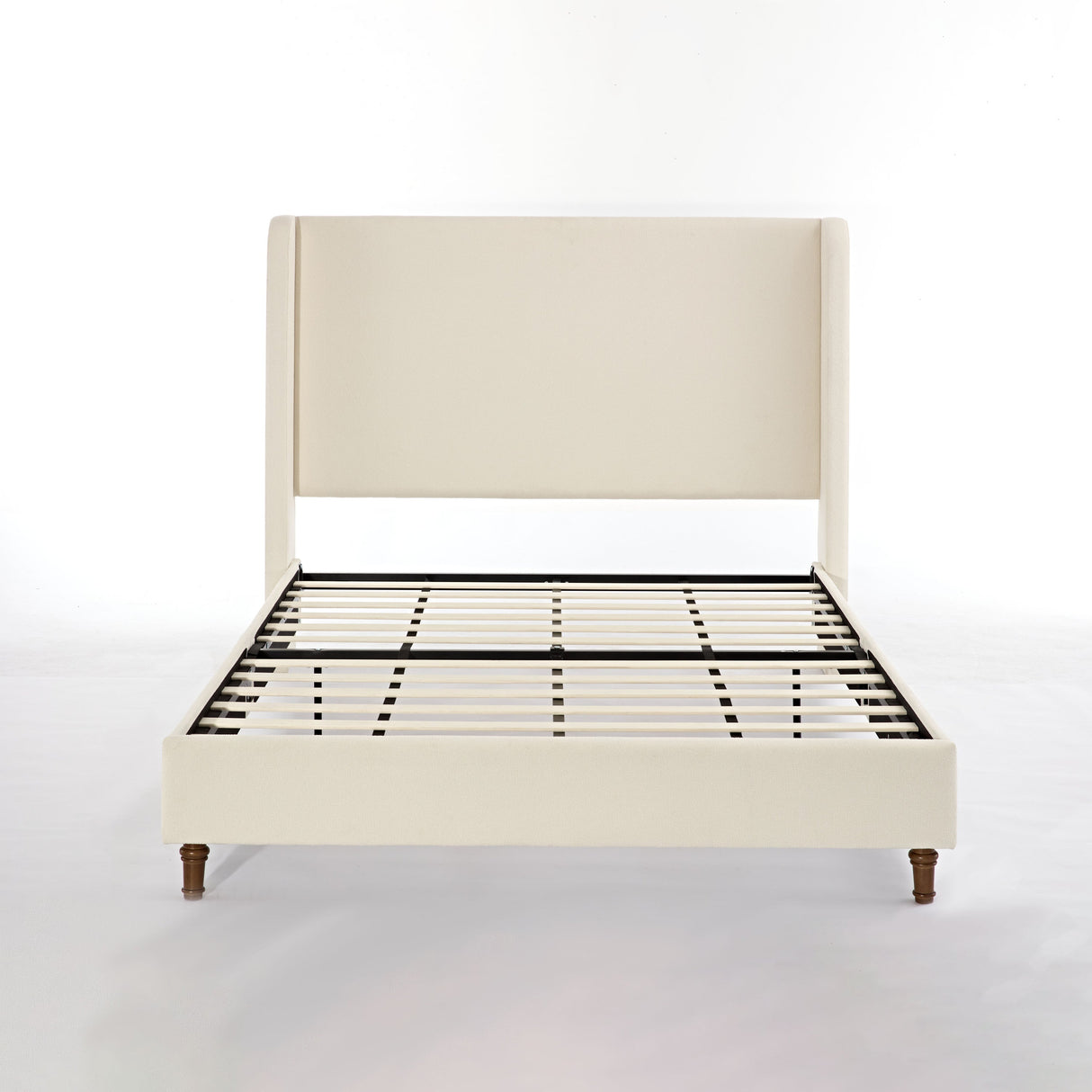 Harper Tall Headboard Upholstered Bed in Ivory Boucle, California King