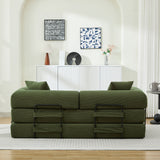 Folding Sofa Bed with Corduroy Upholstery and 2 Pillows