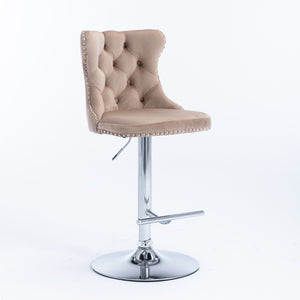 Swivel Barstools Adjusatble Seat Height From 25-33", Modern Upholstered Base Bar Stools With Backs Comfortable Tufted For Home Pub And Kitchen Island (Set of 2)