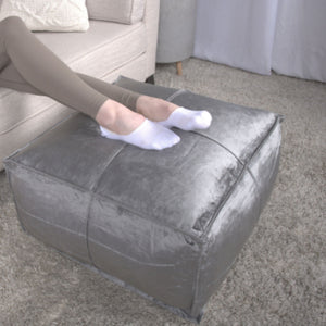 Nati Square Pouf Ottoman And Floor Cushion - Smoke
