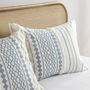 King/Cal King Cotton Printed Duvet Cover Set with Chenille