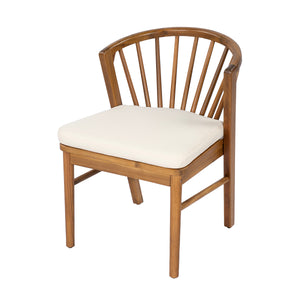 7 Pieces Acacia Wood Outdoor Dining Set with Cream Cushions