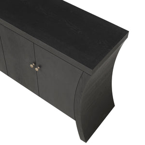 Refined Industrial 4 Door Credenza With Arc Legs & Clasps