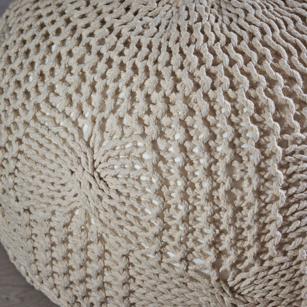 Bordeaux Knitted Cotton Round Pouf