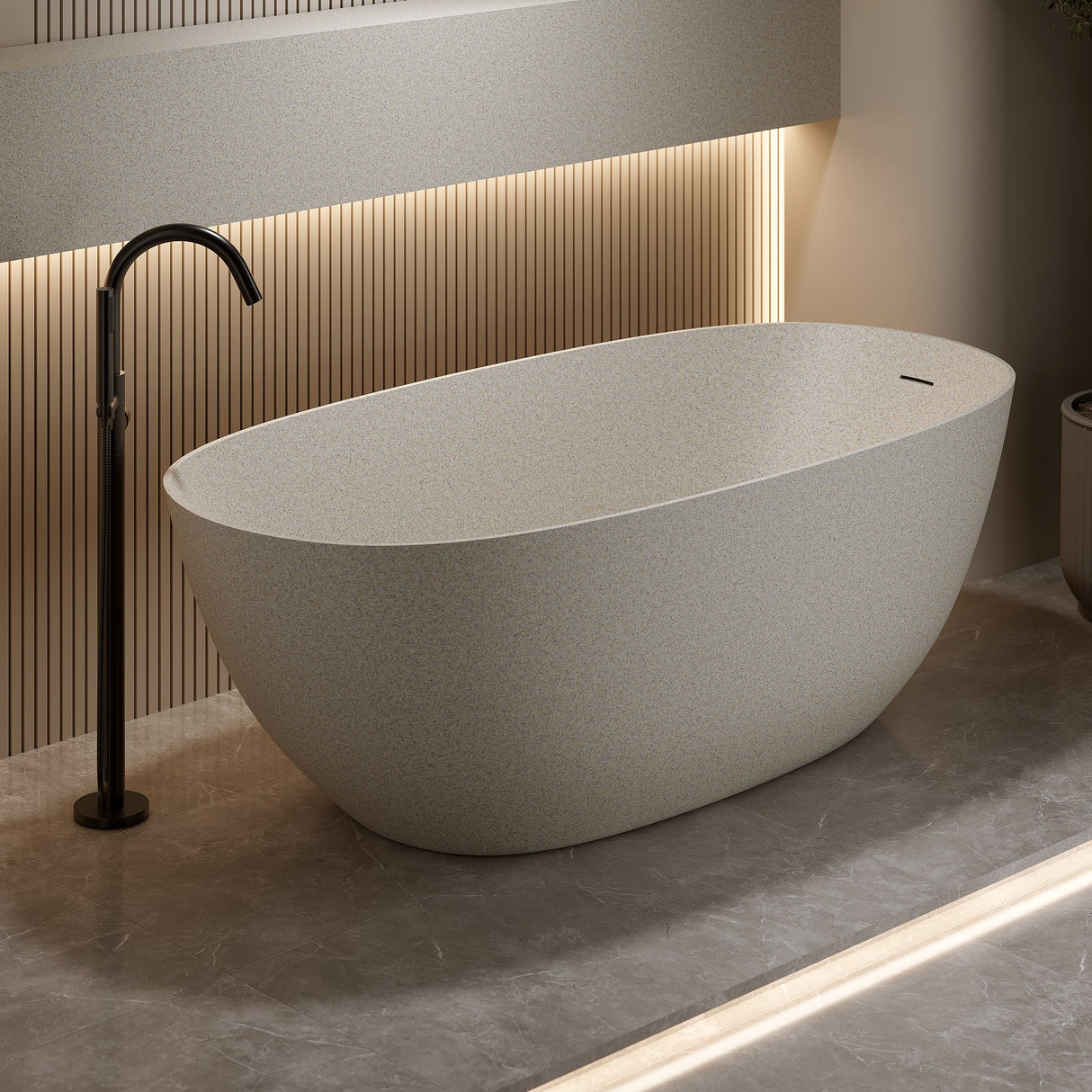 61'' Freestanding Bathtub with Overflow and Pop-up Drain