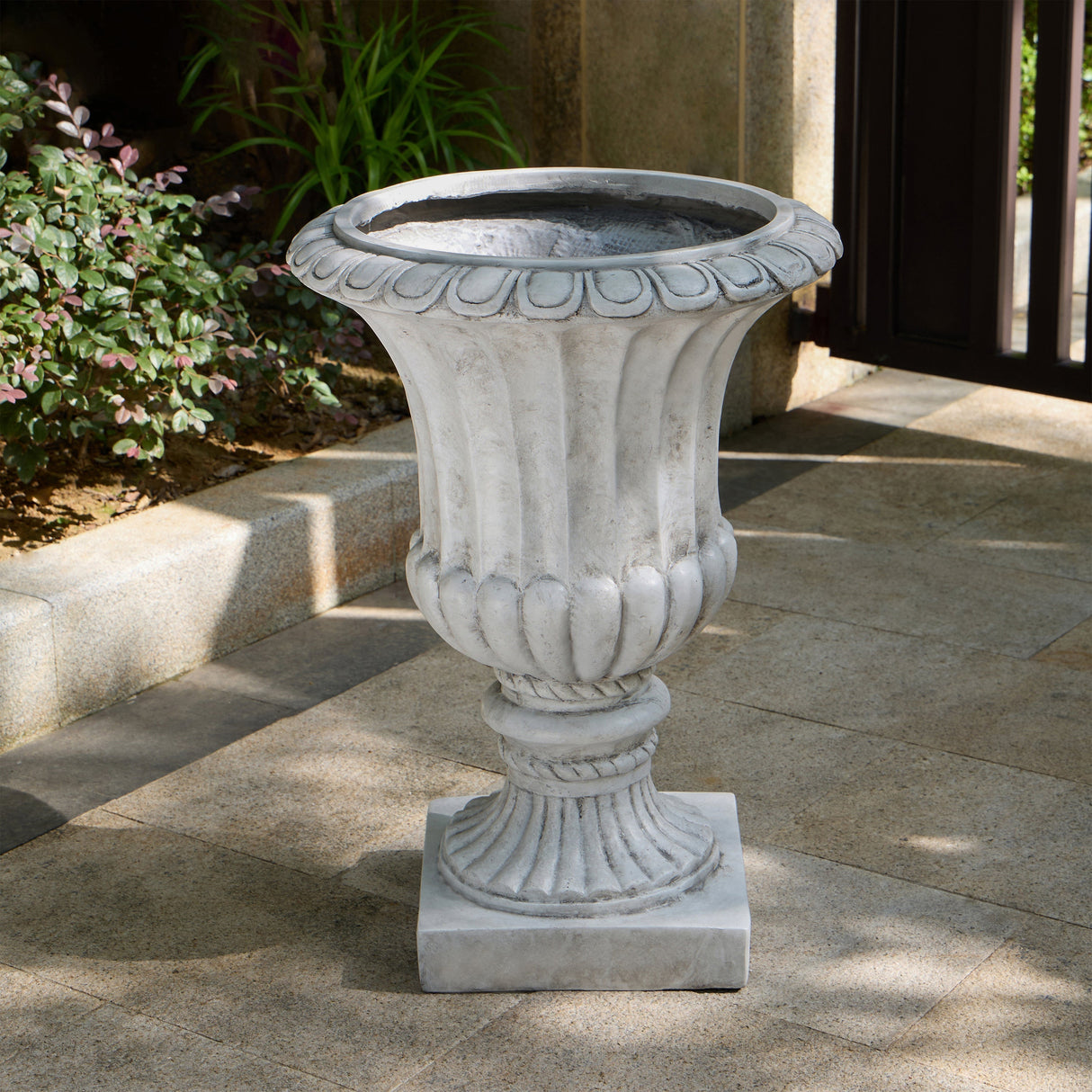 Outdoor Garden Urn Planter, Antique White
