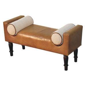 Solid Wood Chester Buffalo Bench, Upholstered