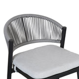 Outdoor 30.25' Bar Height Metal Frame Counter Stools with Scallop-shaped Backrest & Water-resistant CushionsSet of 2Matte Black