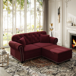 Upholstered Sofa Set With Nailhead Trim and Rolled Armrests, Includes Pillows