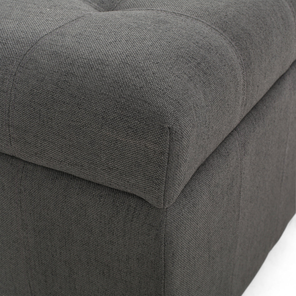 Upholstered Tufted Fabric Storage Ottoman