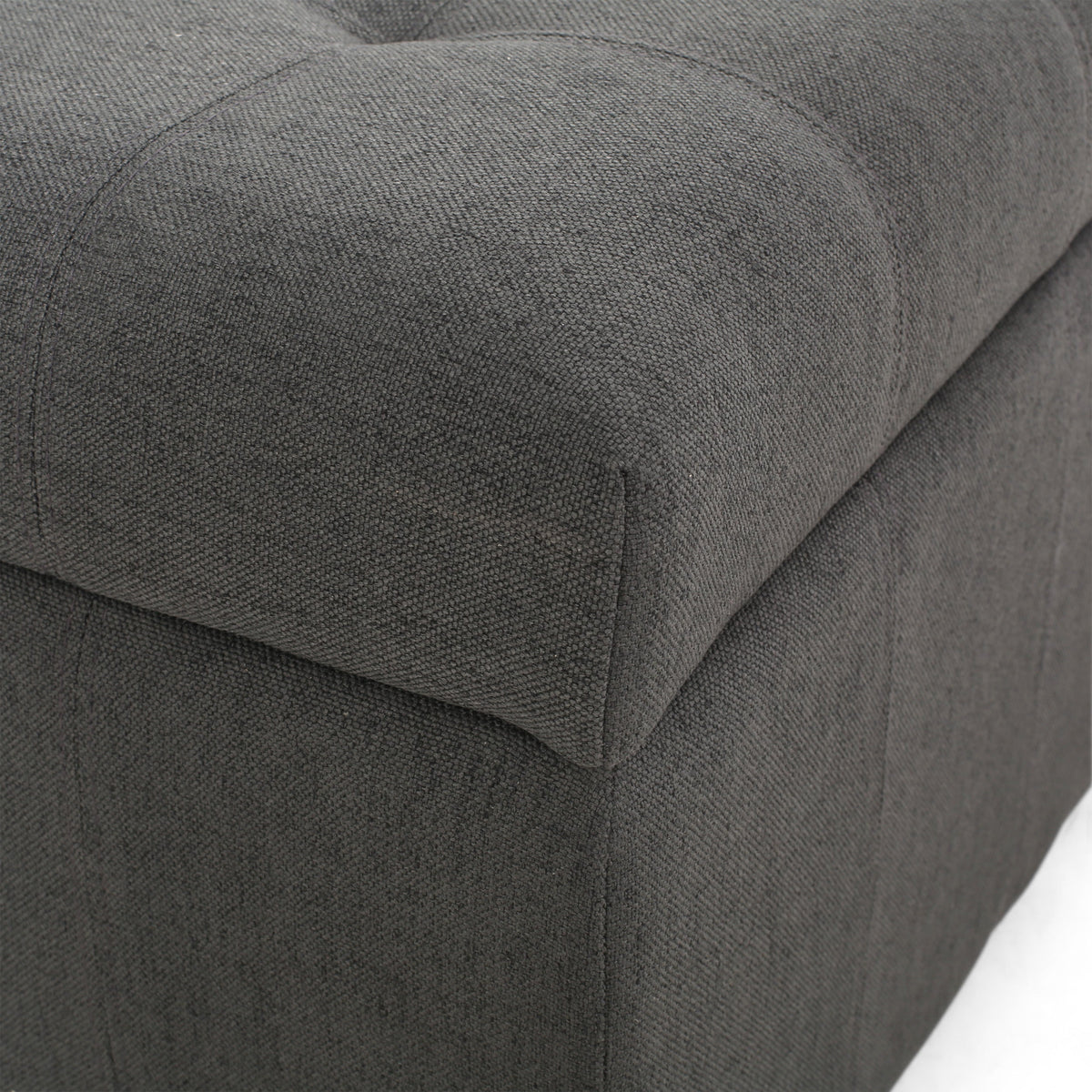 Upholstered Tufted Fabric Storage Ottoman