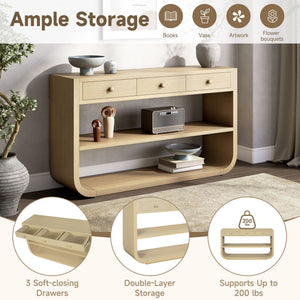 Console Table With 3 Soft Close Drawers & 2 Open Shelves