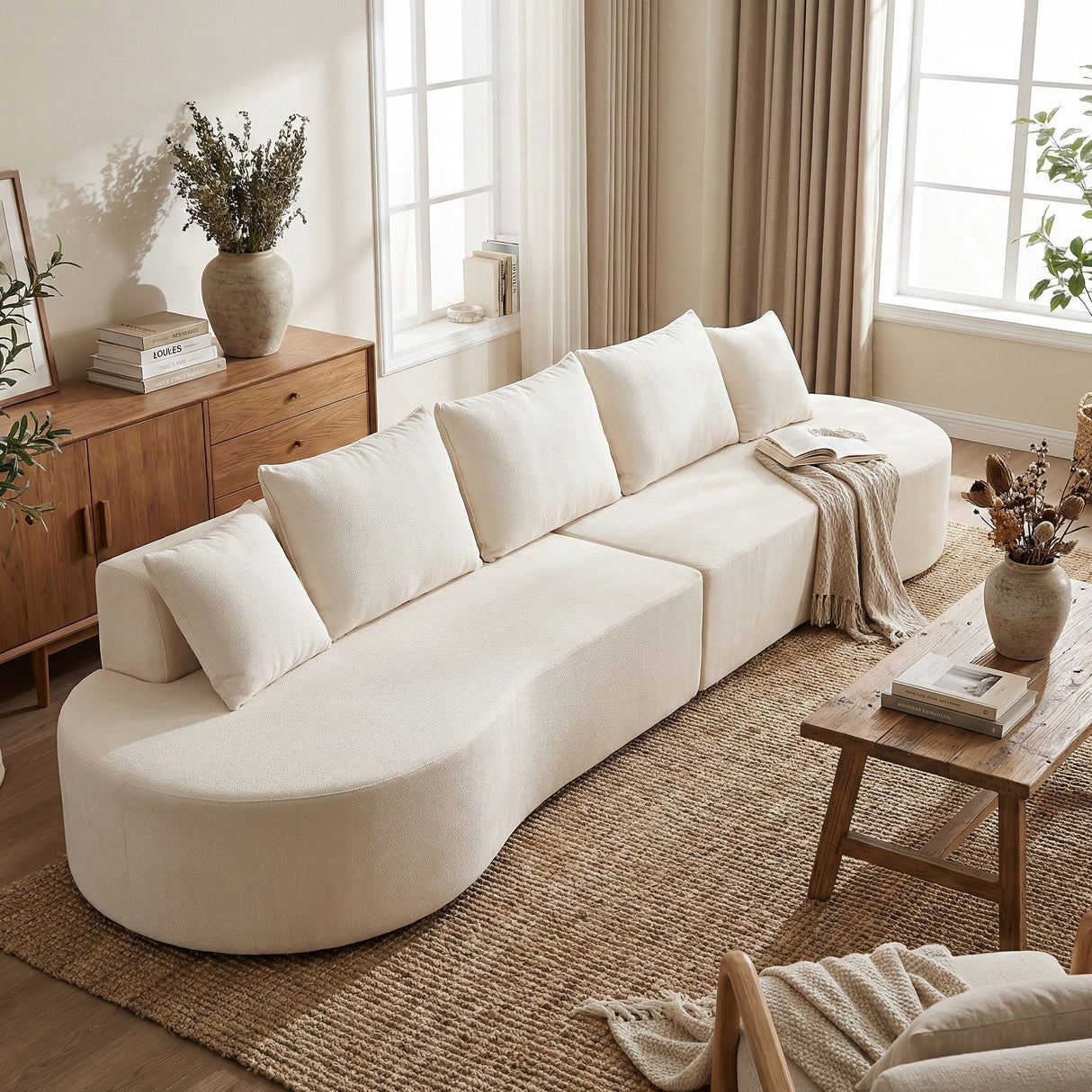 138.6" Modern Curved Modular Sectional Sofa