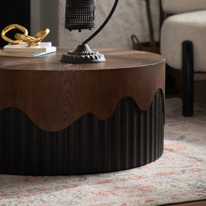 30.31" Round Coffee Table - Handcrafted Wooden Tea Table