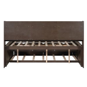 Captain Bed With Built In Bookshelves, 3 Storage Drawers, And Trundle