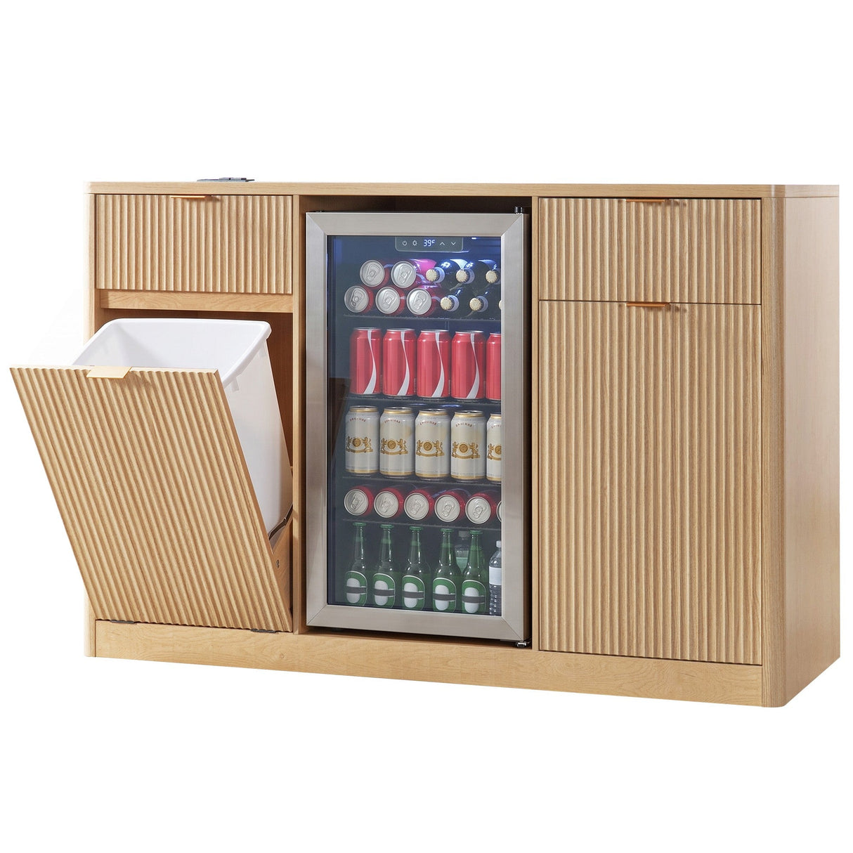 K&K 59" Coffee Bar Cabinet with Fridge Space