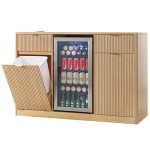 K&K 59" Coffee Bar Cabinet with Fridge Space