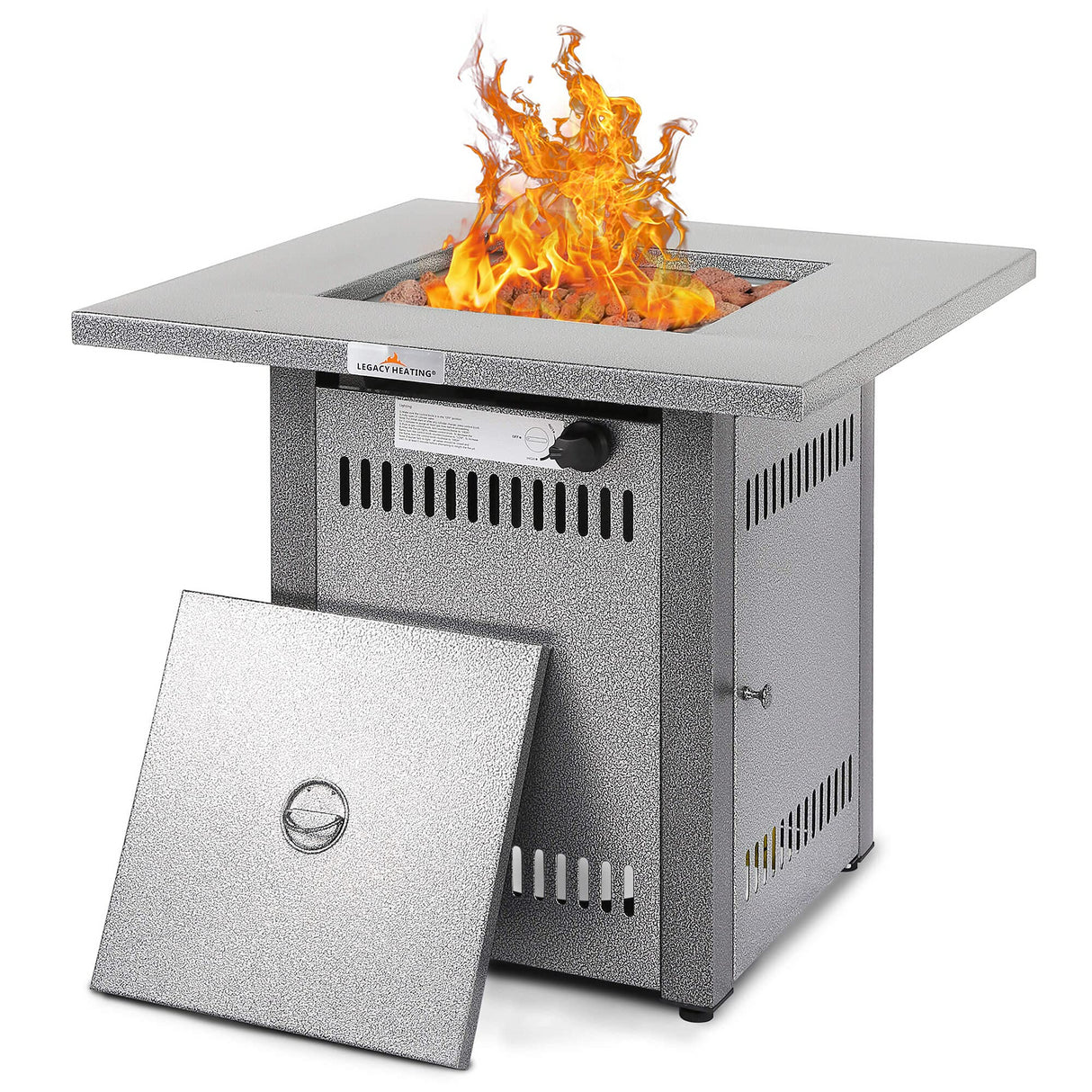 28' 50000 BTU Silver Outdoor Propane Gas Fire Pit Table