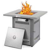 28' 50000 BTU Silver Outdoor Propane Gas Fire Pit Table